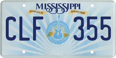 MS license plate CLF355