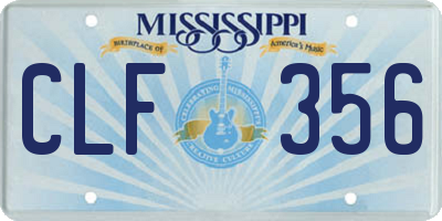 MS license plate CLF356