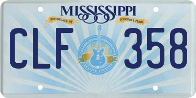 MS license plate CLF358