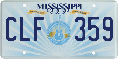 MS license plate CLF359