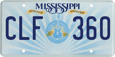 MS license plate CLF360