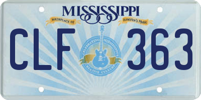 MS license plate CLF363