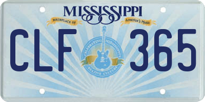 MS license plate CLF365