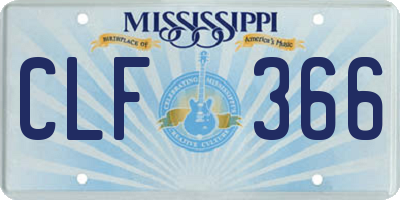 MS license plate CLF366