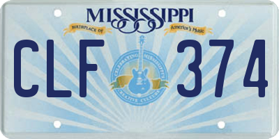 MS license plate CLF374