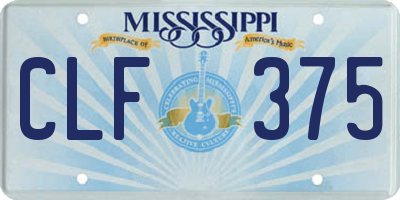 MS license plate CLF375