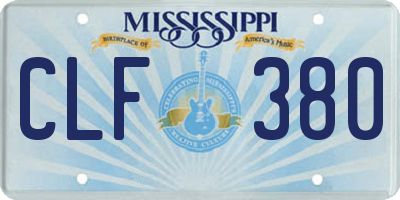 MS license plate CLF380