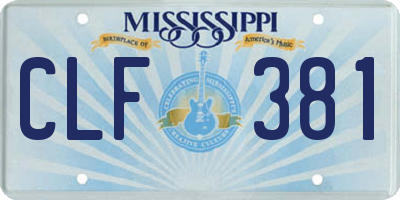 MS license plate CLF381