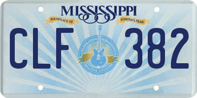 MS license plate CLF382