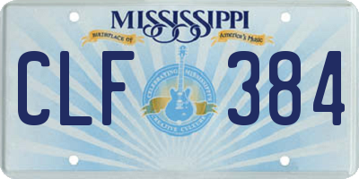 MS license plate CLF384