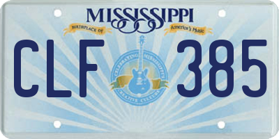 MS license plate CLF385