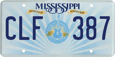 MS license plate CLF387