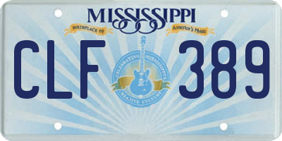 MS license plate CLF389