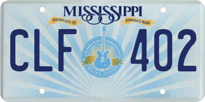 MS license plate CLF402