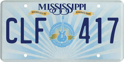 MS license plate CLF417