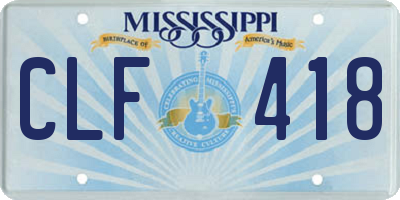 MS license plate CLF418