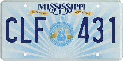 MS license plate CLF431