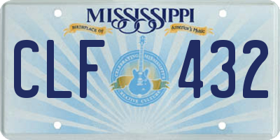 MS license plate CLF432