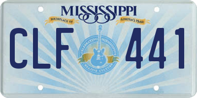 MS license plate CLF441