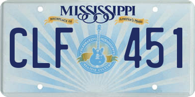 MS license plate CLF451