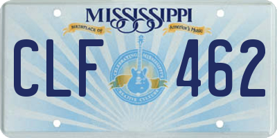 MS license plate CLF462