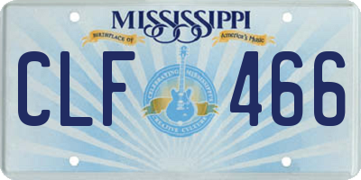 MS license plate CLF466