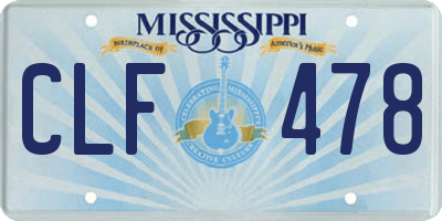 MS license plate CLF478