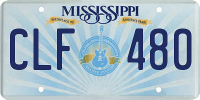 MS license plate CLF480
