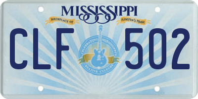 MS license plate CLF502