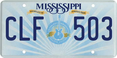 MS license plate CLF503