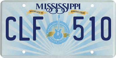 MS license plate CLF510