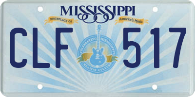 MS license plate CLF517