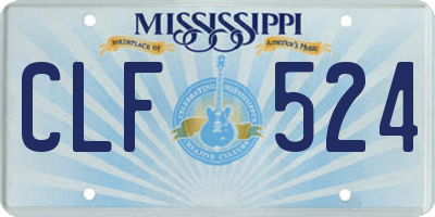 MS license plate CLF524