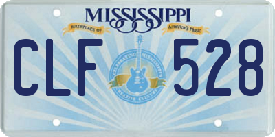 MS license plate CLF528