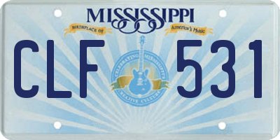 MS license plate CLF531