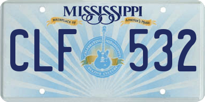 MS license plate CLF532