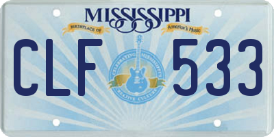 MS license plate CLF533