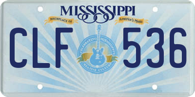 MS license plate CLF536