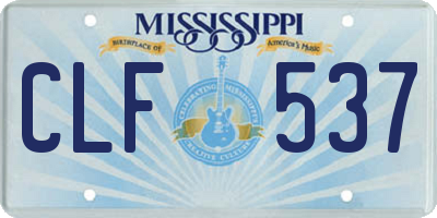 MS license plate CLF537
