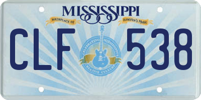 MS license plate CLF538