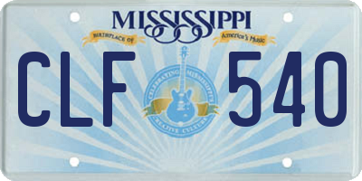 MS license plate CLF540