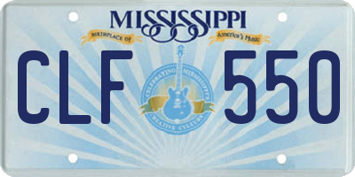 MS license plate CLF550