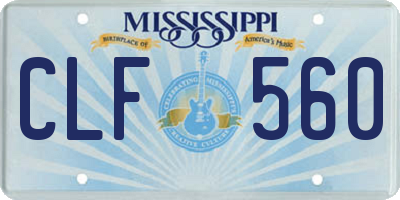 MS license plate CLF560