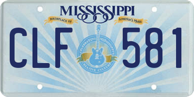 MS license plate CLF581