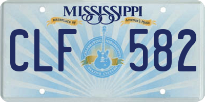 MS license plate CLF582