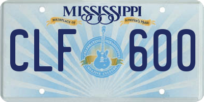 MS license plate CLF600