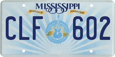 MS license plate CLF602