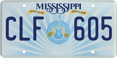 MS license plate CLF605