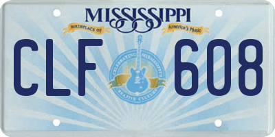 MS license plate CLF608