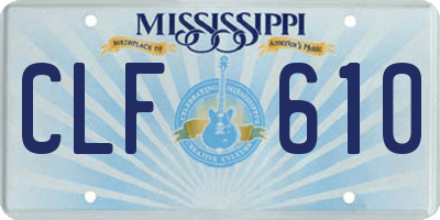 MS license plate CLF610